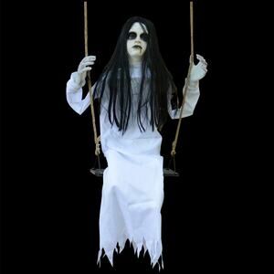 Halloween Decorations Props Hanging Swinging Girl with Creepy Expressions, Hangi